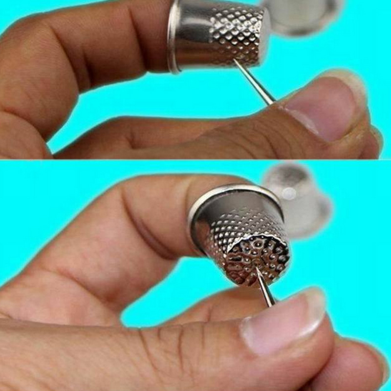 Description Picture 2 of item3 Pcs Thimbles Tailor Sewing Tool Silver Metal Grip Finger Shield Protector Pin Needle Handworking Sew Machine Accessory FA