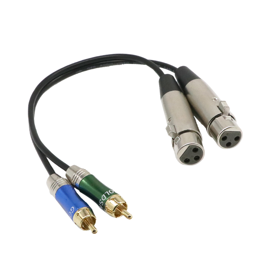 Dual 2 RCA Male Plug To Dual XLR Female Adapter Spiltter Patch Cable Cord Audio Cable (1 Feet)