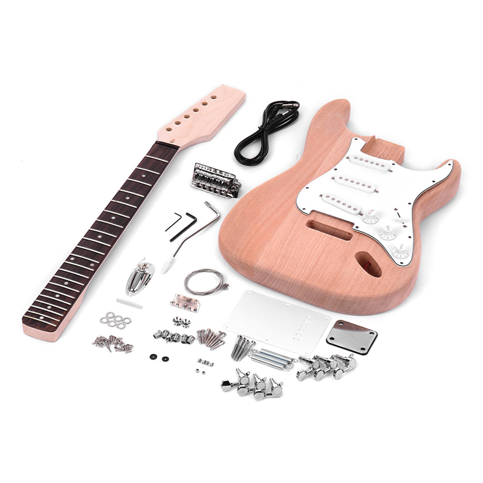 Unfinished DIY Electric Guitar Kit Mahogany Wooden Replacements Parts for ST Style Guitar Lovers Gift