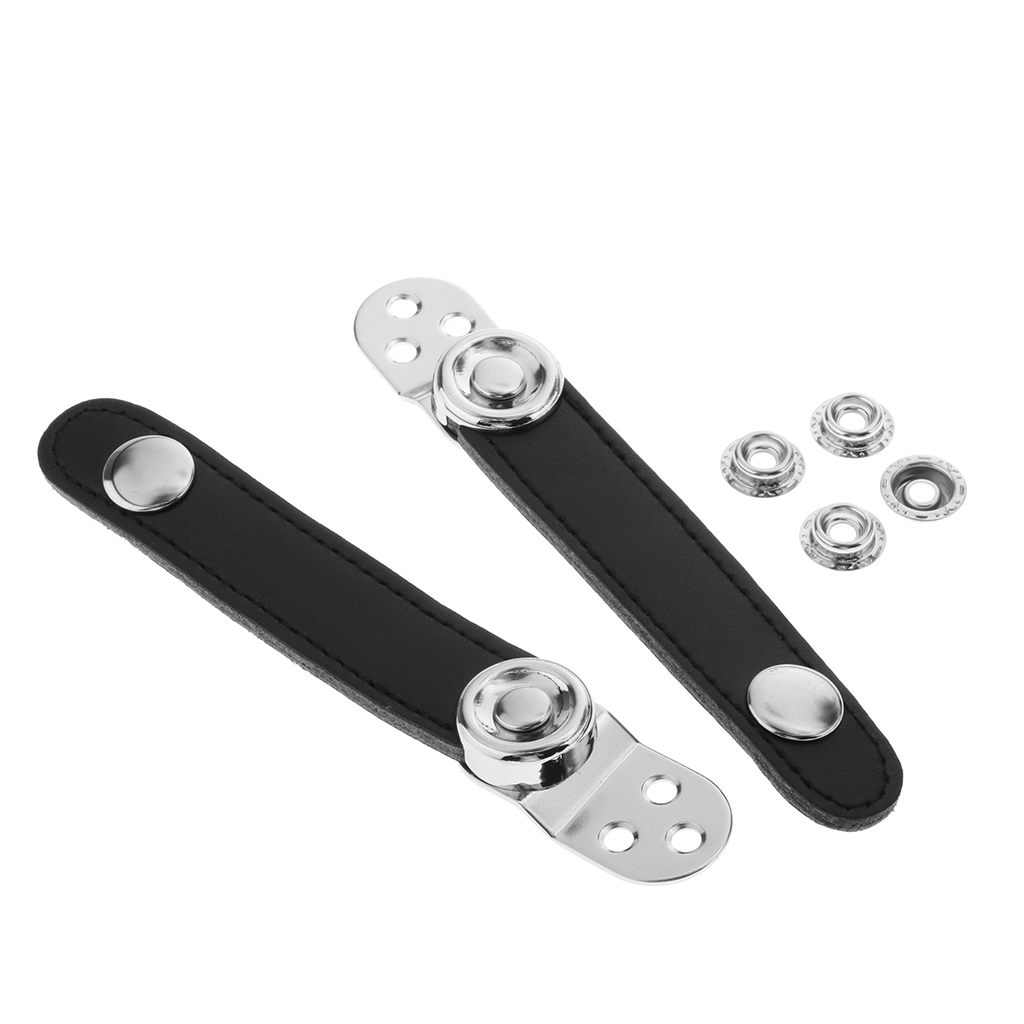 2PCS Bellows Holder Strap Accordion Bellows Spare Parts Straps, Black Leather