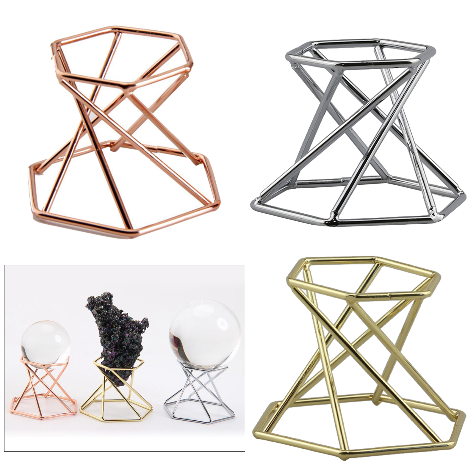 Metal Display Stand for Crystal Glass Lens Ball Minerals Sphere Globe Holder