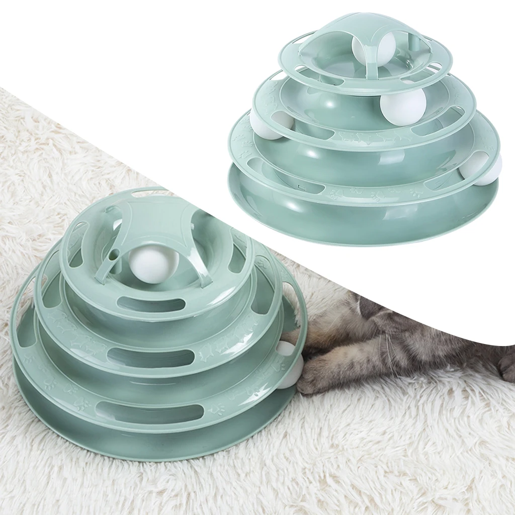 Intelligence Amusement disc cat toys ball Training Amusement plate Kitten 4 Levels pet cat toy Tower Tracks