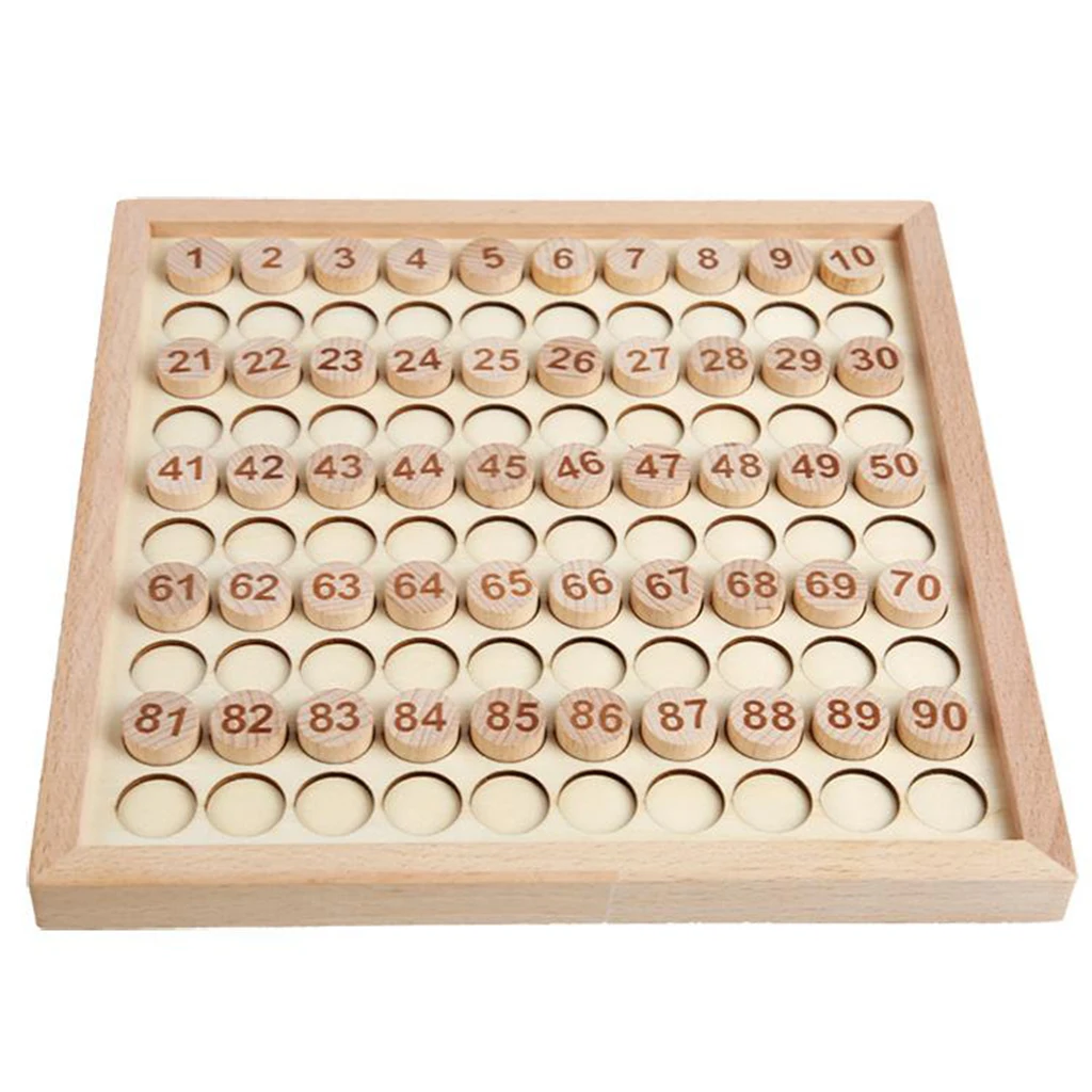 Wooden Montessori Hundred Board Math Game Toy for Kids Early Education 