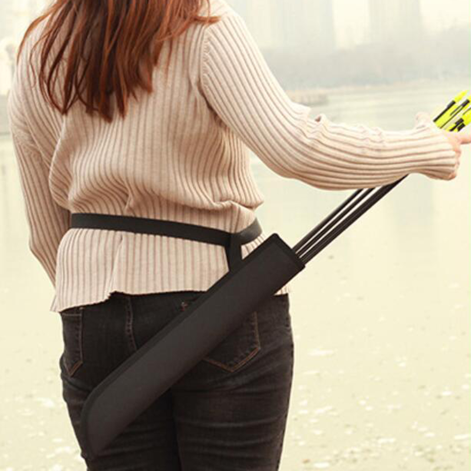 Portable Archery Arrow Quiver Bow Holder Adjustable Shoulder Belt Carrier Bag Large Pocket Pouch for Target Shooting Hunting