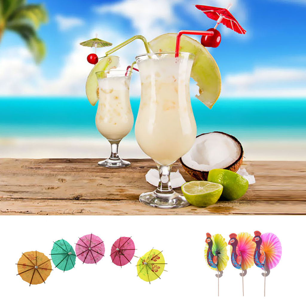144pcs Oiled Paper Umbrella or 25pcs Peacock Paper Cocktail Picks Fruit Sticks
