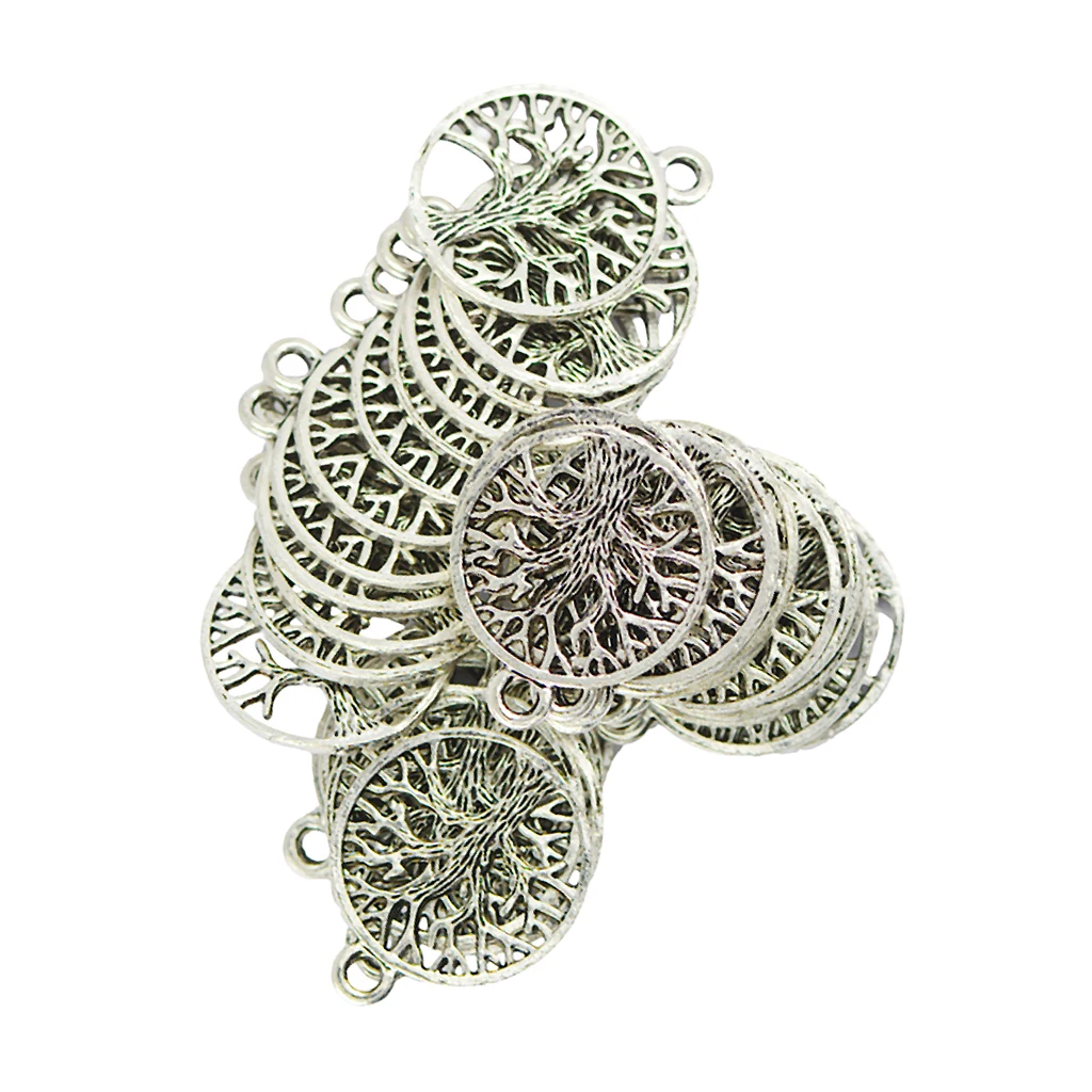 30 Tibetan Silver Tree of Life Charms Pendants Necklace DIY Jewelry Findings