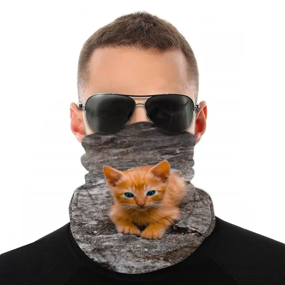 Cat Animal Scarves Half Face Mask Unisex Halloween Neck Gaiter Neck Bandanas Windproof Headband Cycling Camping hair scarf for men