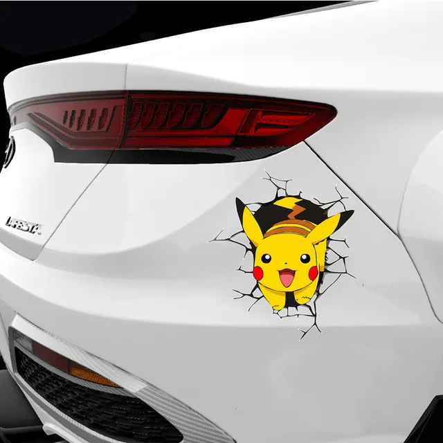 Pokemon Pikachu Cartoon Auto Aufkleber 3D Stereo Blockieren Scratch  Blockieren Dekorative Auto Tür Körper Hinten Aufkleber auto zubehör -  AliExpress