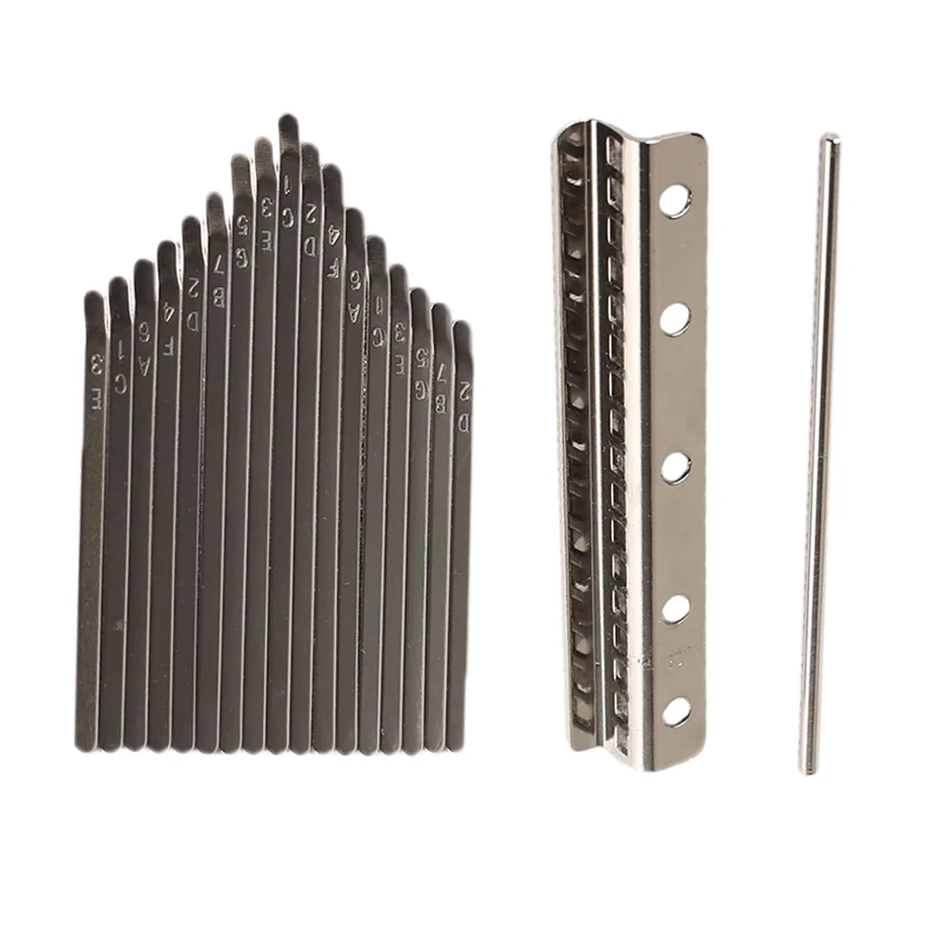 17 Key Kalimba Making Steel Keys & Bridge For Finger Thumb Piano Percussion Kalimba Replacement Keys