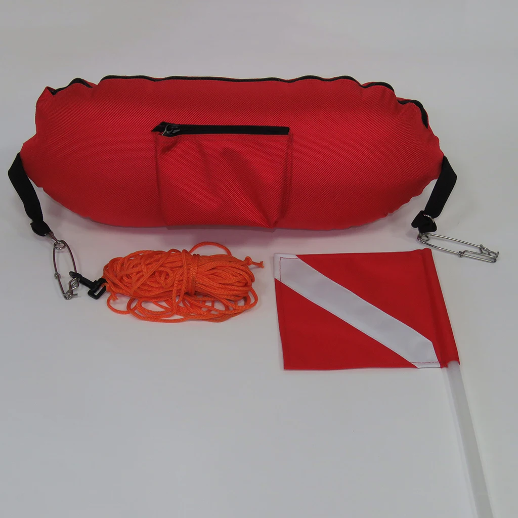 18L Torpedo spearfishing Pink/Red Float/Buoy with removable Alfa flag 