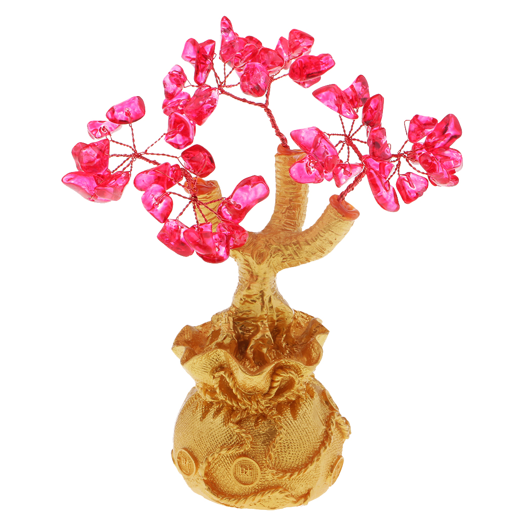 Feng Shui Crystal Money Wealth Tree Yellow Citrine Amethyst Gem Spiritual Lucky