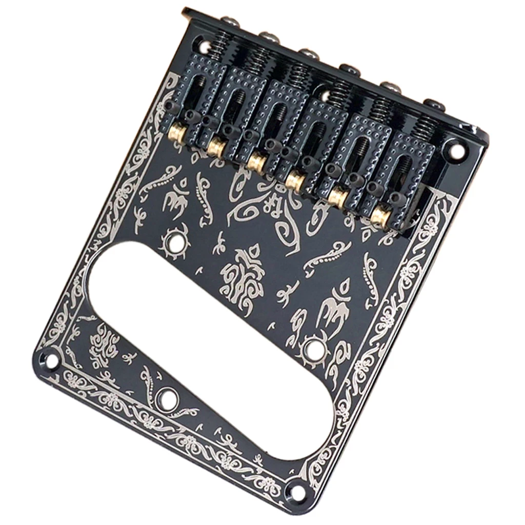 1 Set Zinc Alloy Electric Guitar Roller Saddle Bridge Tailpiece with Screws Wrench Black Musical Instrument Parts