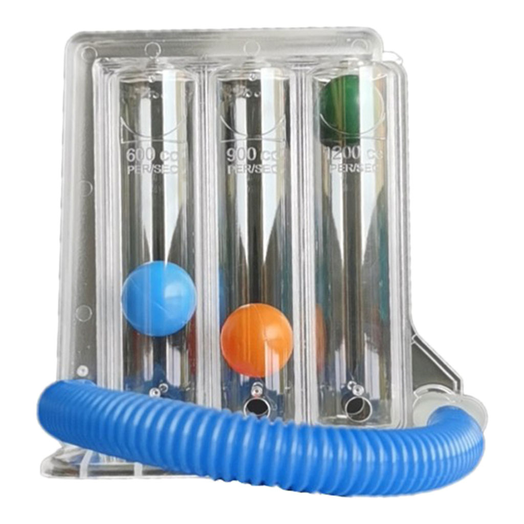 Deep Breathing Lung Exerciser 3-Chamber Volumetric with Handle Breathing Trainer for Middle-Aged Breathing Pranayama