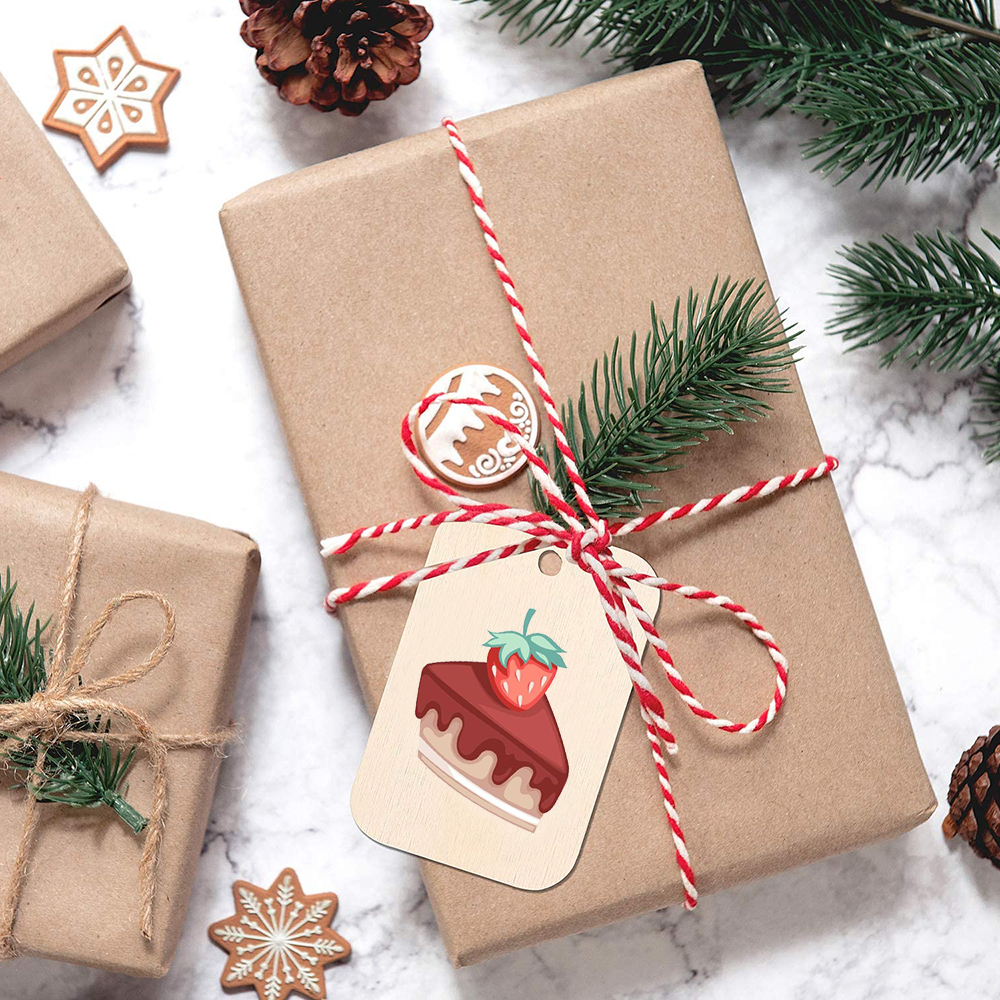 50Pcs Wooden Gift Tags Wedding Decor Xmas Crafts with Twine Rectangle Labels