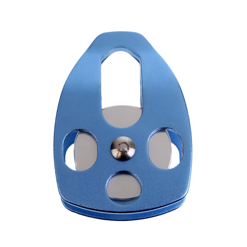Heavy Duty Small 32kN Climbing Pulley with Double Sheave Rotary Plate for 15mm Rope, Ultralight, Durable, Blue