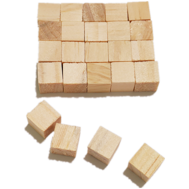 20pcs 20mm Unfinished Wood Craft Cubes Blank Wooden Cubes Natural Solid  Cube Wood Blocks for Crafts