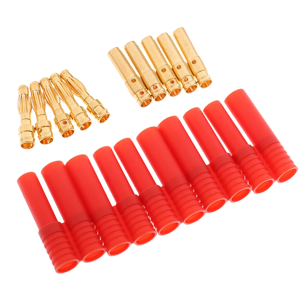 10Pcs HXT 4mm Banana Connector  Plug Male/Female for RC Lipo Battery