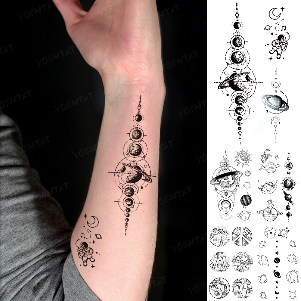 Best of Waterproof Temporary Tattoo Sticker Earth Galaxy Astronaut Star Moon Flash Tatto Woman Man Child Wrist Arm Body Art Fake Tatoo Reviews & Tips