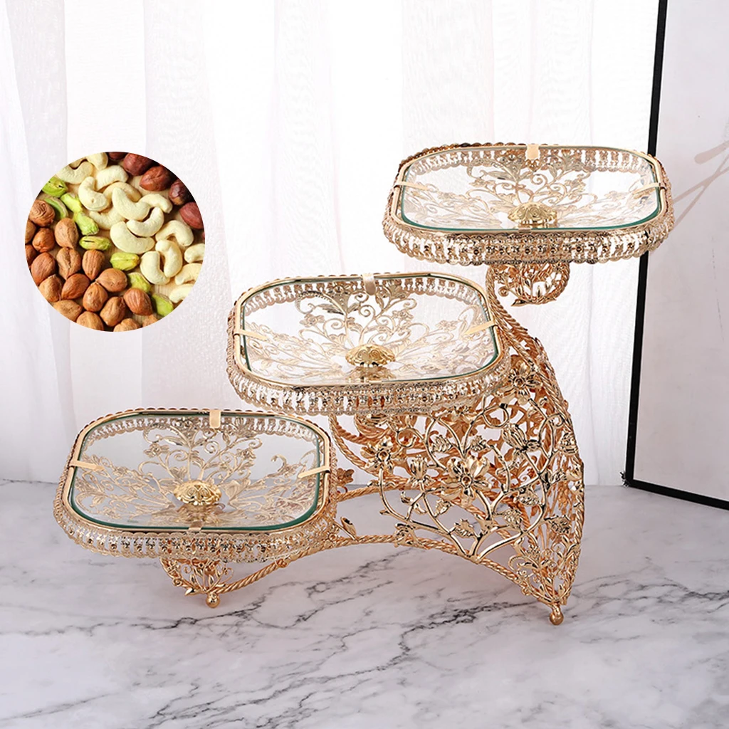 Fruit Bowl European 3 Tier Luxury Fruit Bowl Plate Rack Kitchen Organizer