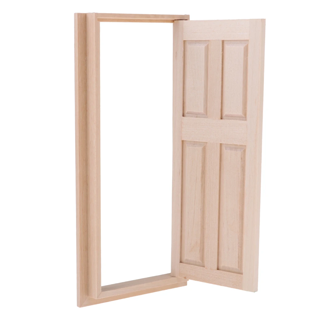 1/12 Wooden 8-Pane External Single Door for Dolls House DIY Making Accessories Room Items Decoration