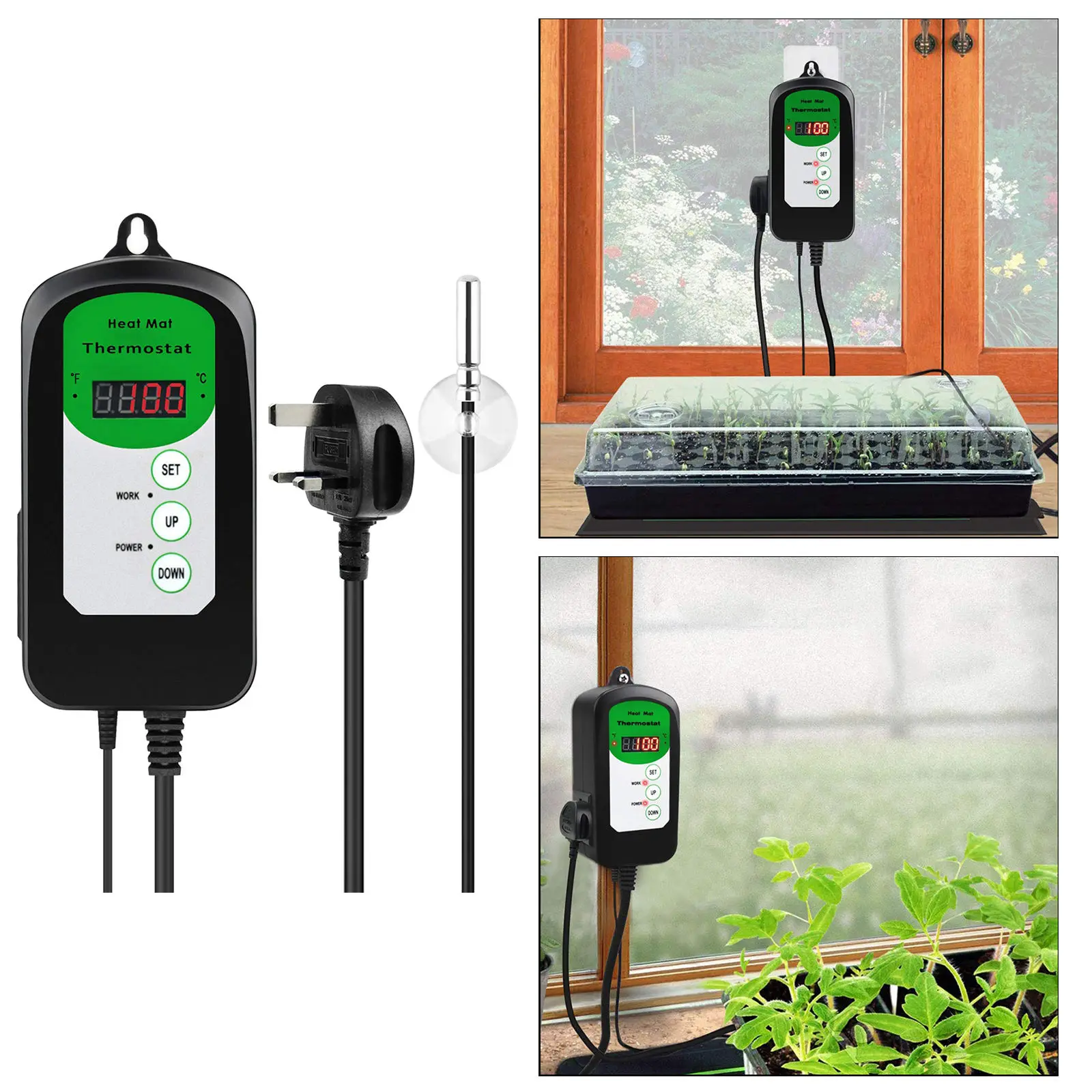 1000W 240V Digital Heat Mat Thermostat Temperature Controller for Hydroponic Plants Seed Germination Reptiles Pet Supplies