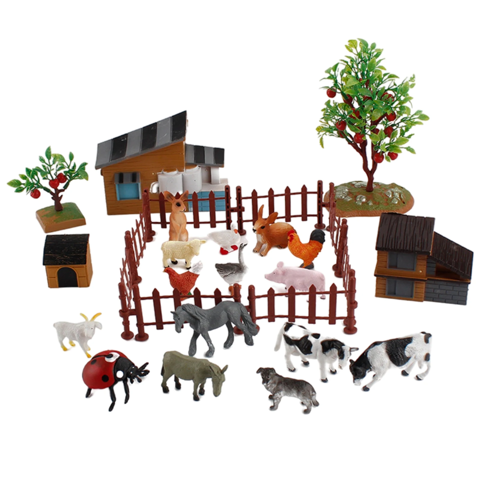21Pcs Farm Animals Set Realistic Tiny Farm Animal Figures TOY for Party Kids