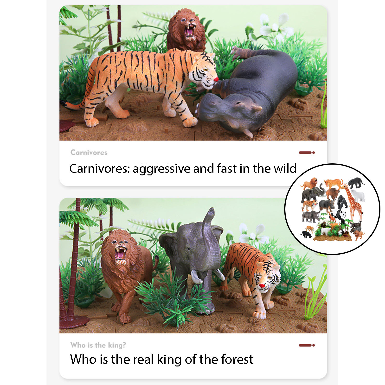 Small Animal Toys 44 Pieces Figurines Elephant Wildlife Model Animals for Christmas