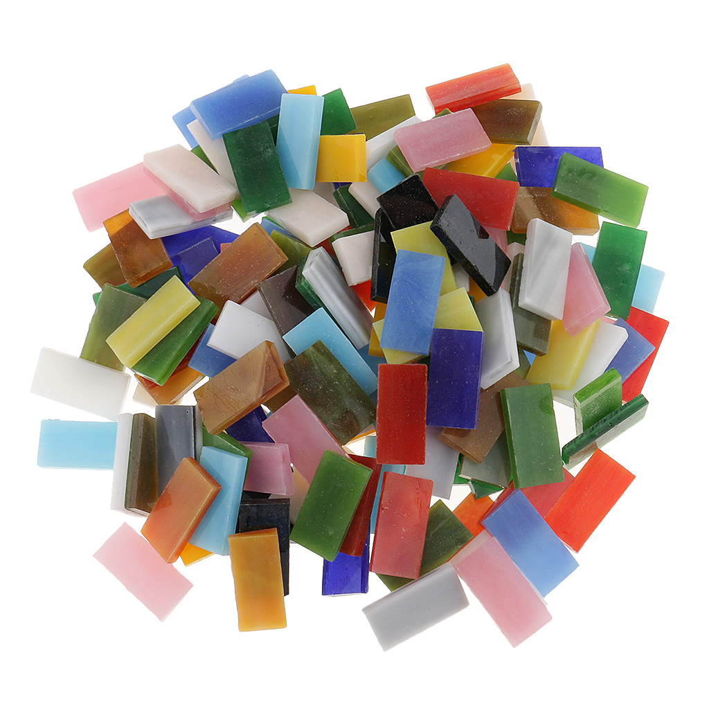 150 Pieces Rectangle Shape Assorted Colors Glass Pieces Mosaic Tiles Tessera for Arts DIY Craft 10x20mm