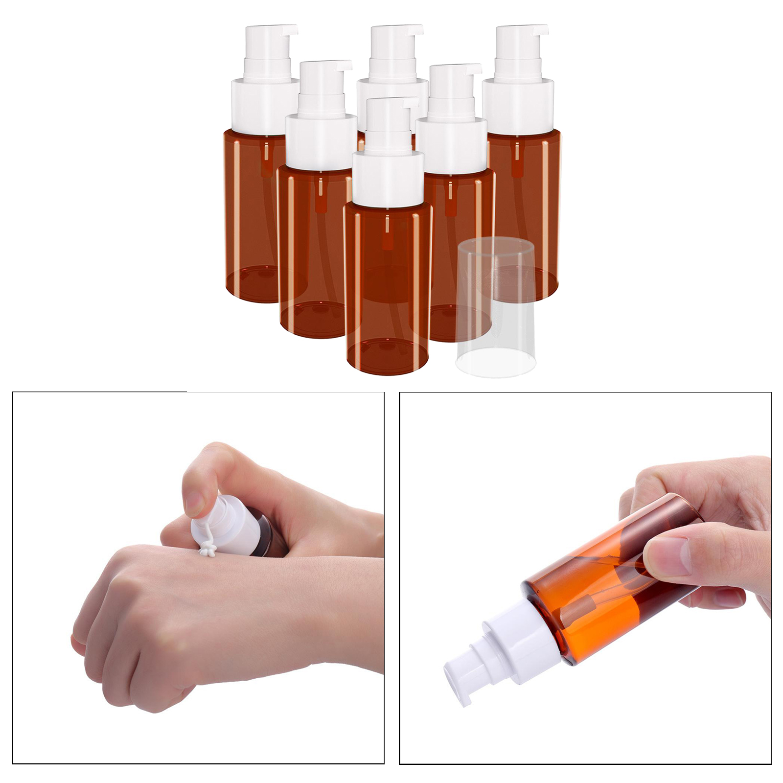 6pcs 60ml Essential Oil PET Empty Bottles Lotion Containers Travel New