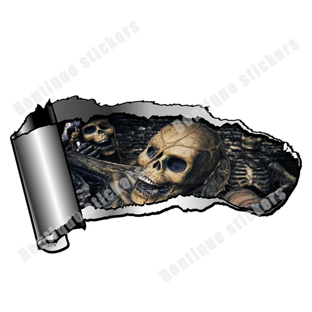 Dww-3d (1pcs) (argent) Metal Skull Autocollant De Voiture