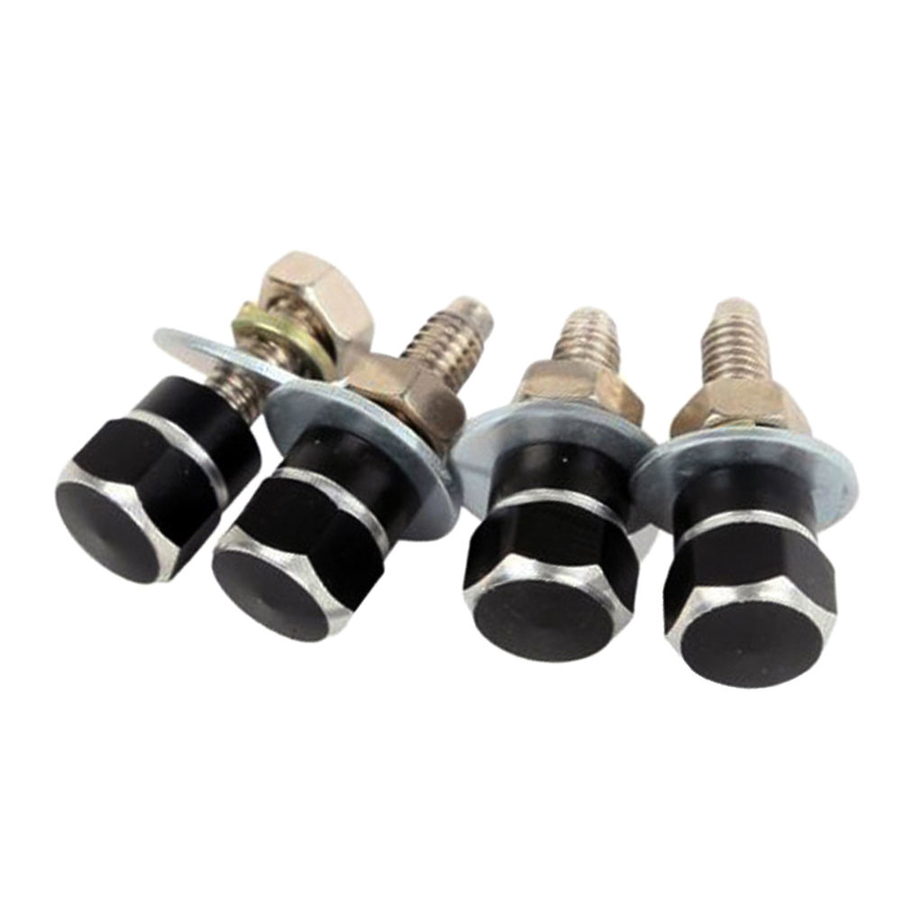 4pcs Black & Silver Hex License Plate Frame Bolts Motorcycle Tag Fastener