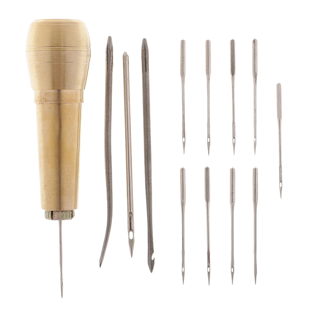 14 Pcs Copper Handle Needle Awl Set Shoes Repair Leather Canvas Fabric
