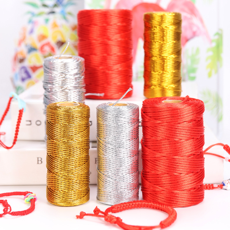 1,5 mm 100 m/Rolle Gold Silber Schnüre Metallic Schnur rutschfeste Schnur Riemen Faden Geschenktüten Kleidungsstück Schuhe Band DIY Nähen – Detail 10