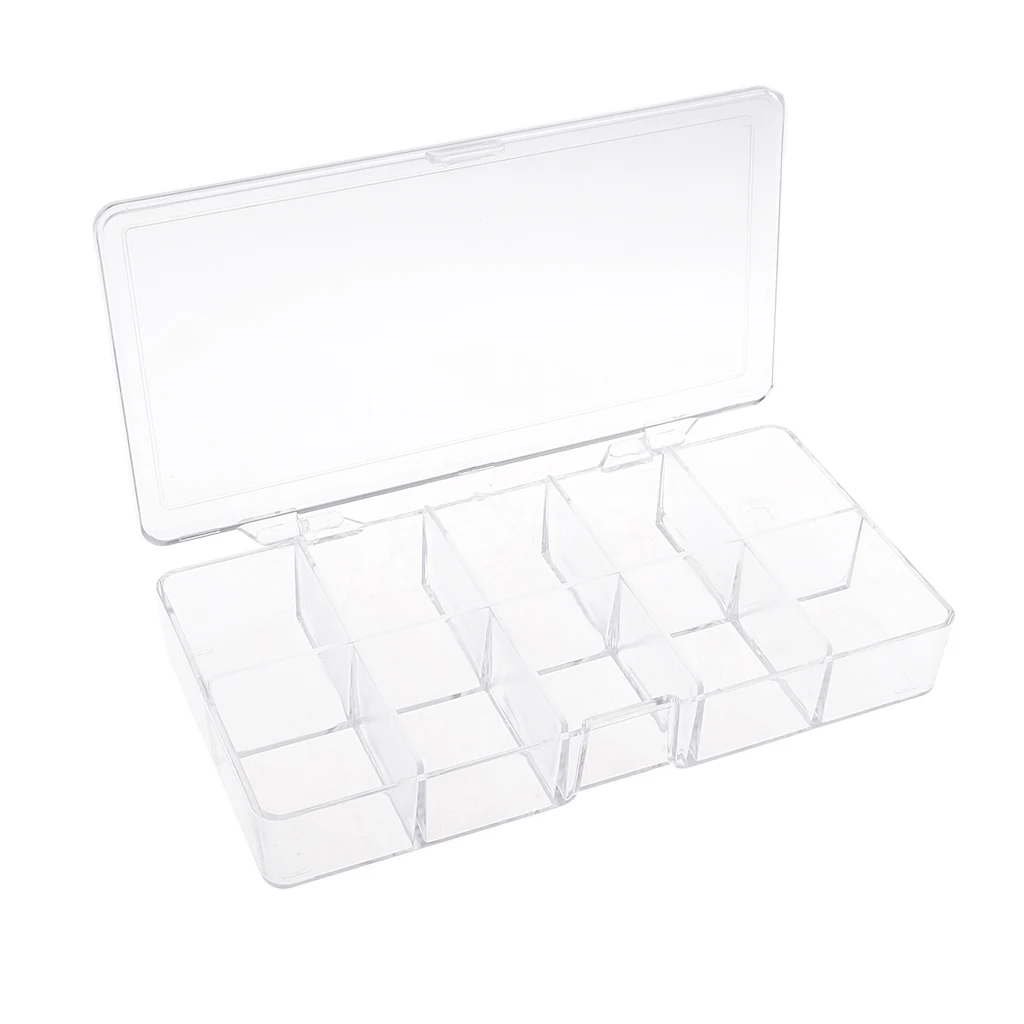 1 Piece Rectangle 10 Grid Plastic Box Storage Containers Holder For Jewelry