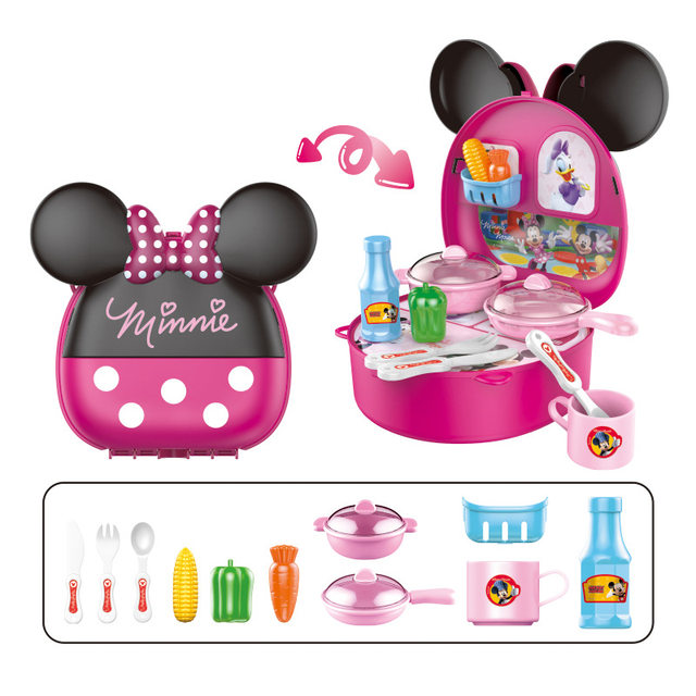 Disney Minnie Mouse Kitchen Toy Frozen 2 Elsa Makeup Micky's Tool Bag Child  Play House Bag Girl Simulation Cooking Tableware - AliExpress