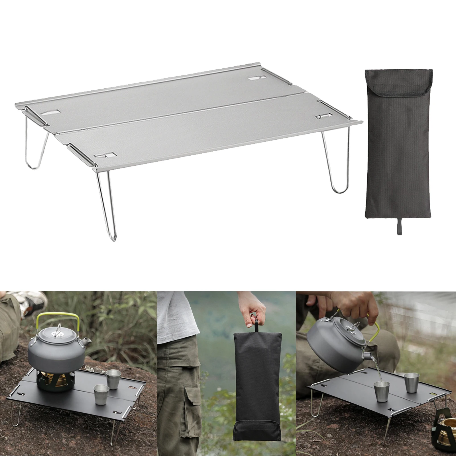 Mini Outdoor Folding Table Portable Ultra-light Aluminum Alloy Collapsible Backpacking Hiking BBQ Garden Camping Fishing Desk