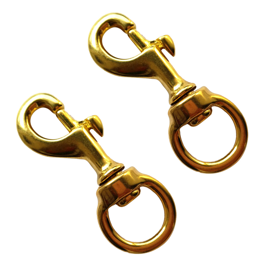2 Pieces Solid Brass Round Eye  Trigger Swivel Snap Clasp Hook Clip