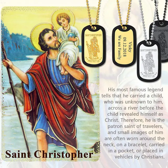 9ct Gold St Christopher Pendant Necklace with 18