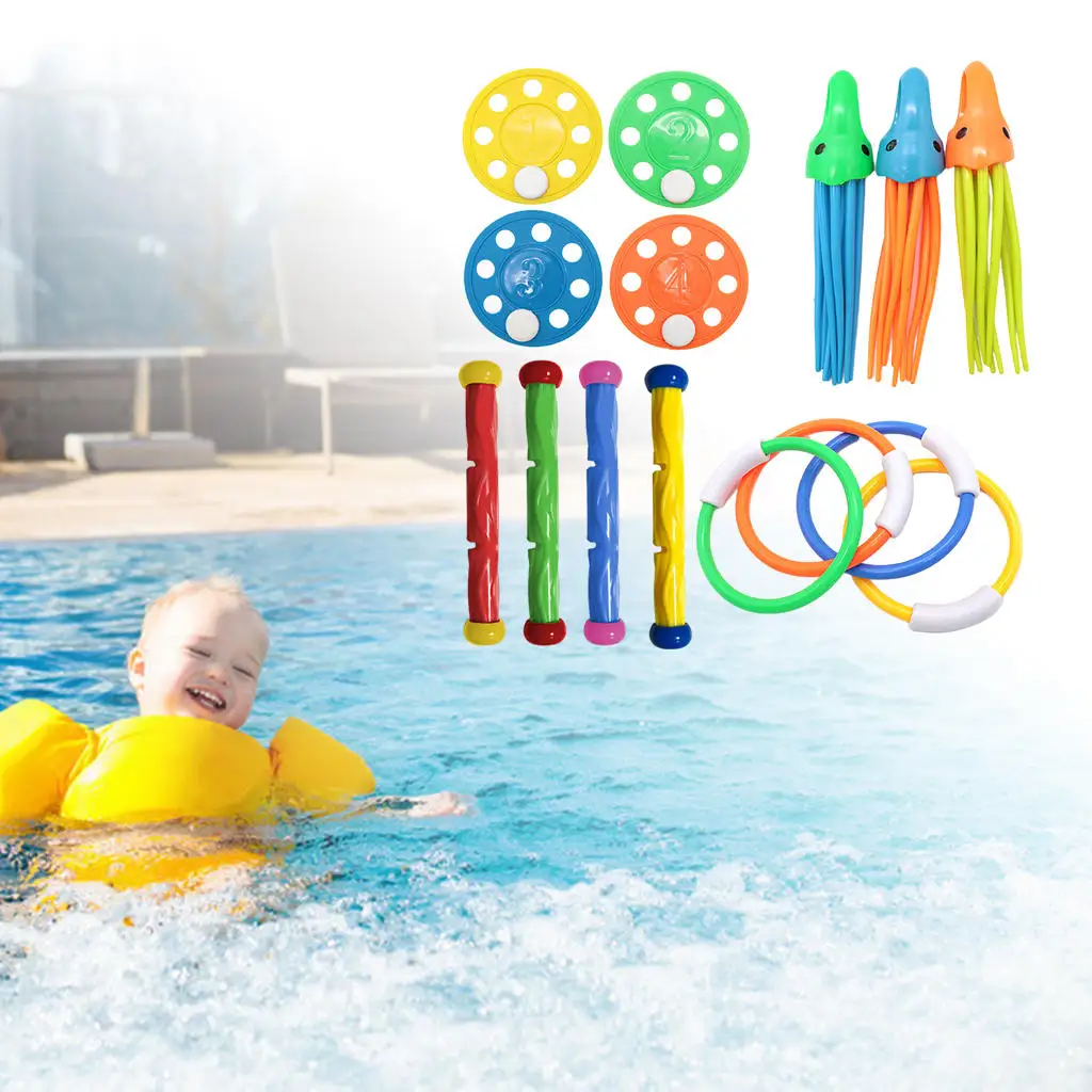 Summer Fun Diving Toys Swimming Pool Toys Set for Kids Diving Sticks Pool Fish Diving Gems Sinking Toys Set