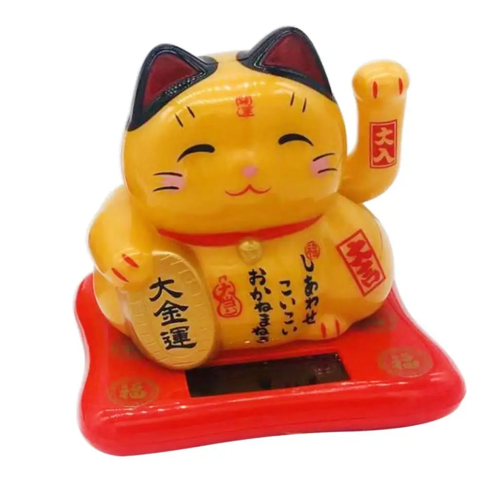 Fortune Welcoming Luck Wealth Cat Solar Powered Dancing Figurine Car Decor