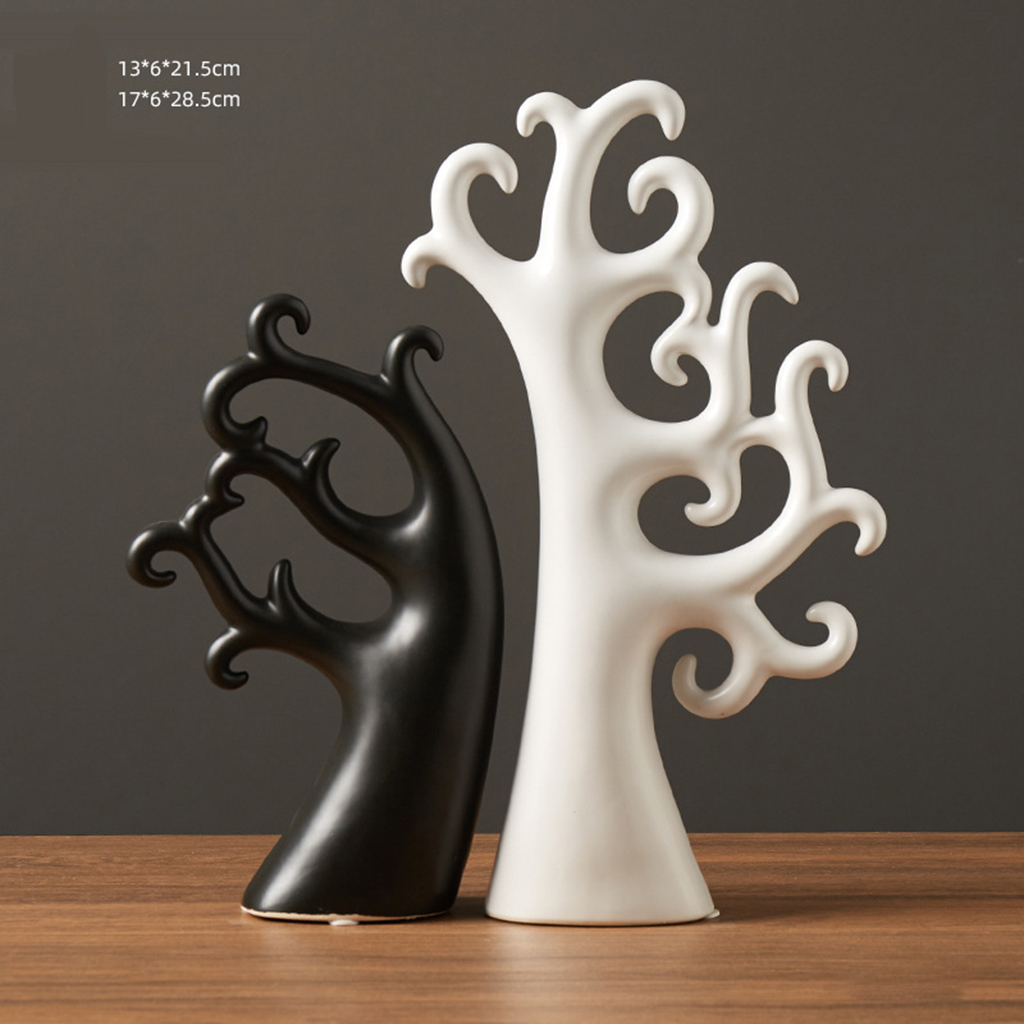 Chic Art Abstract Sculpture Ornament Tree Deer Figurine Statue Cabinet Decor