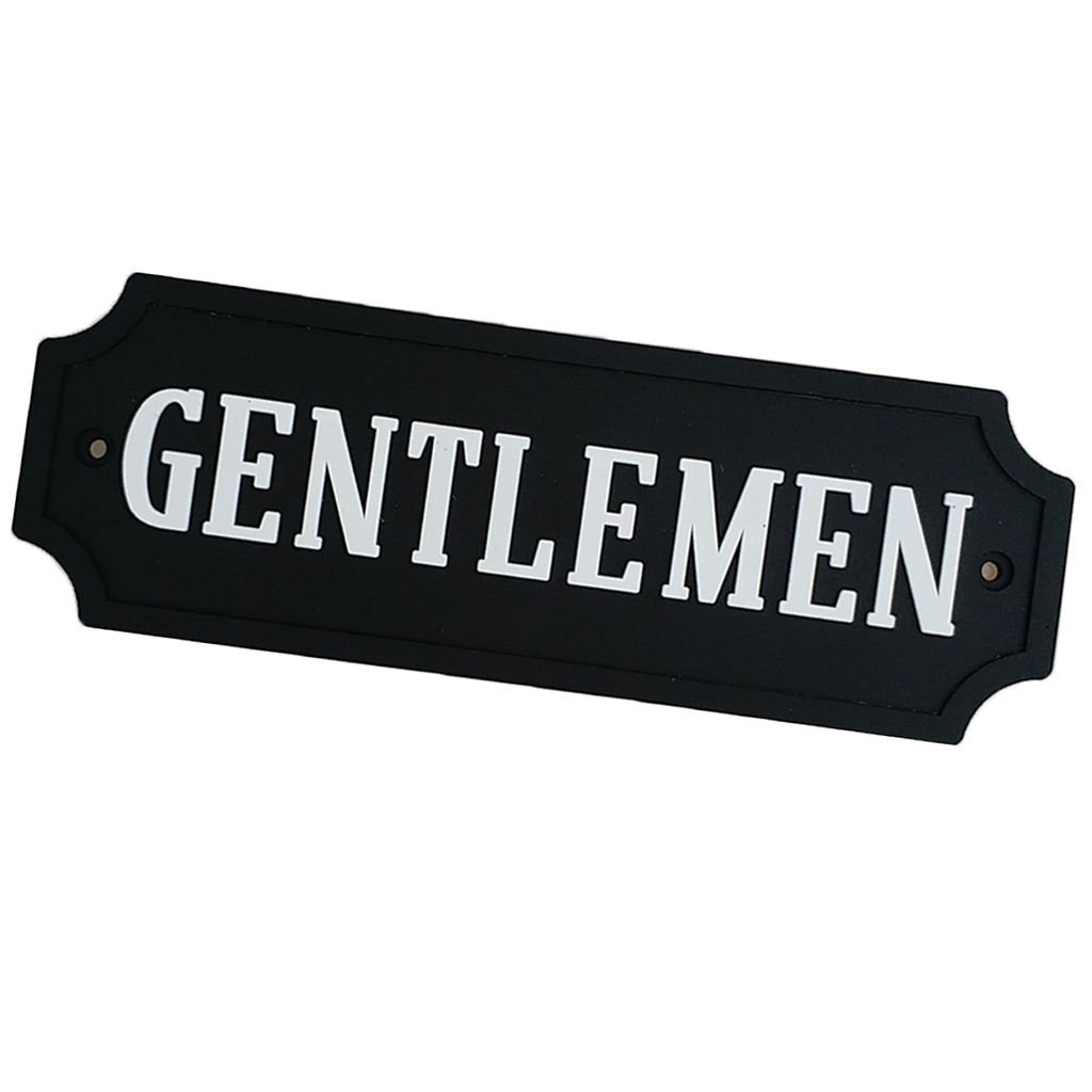 BATHROOM Door-Plaque, Black Background with White Font GENTLEMEN Signage,