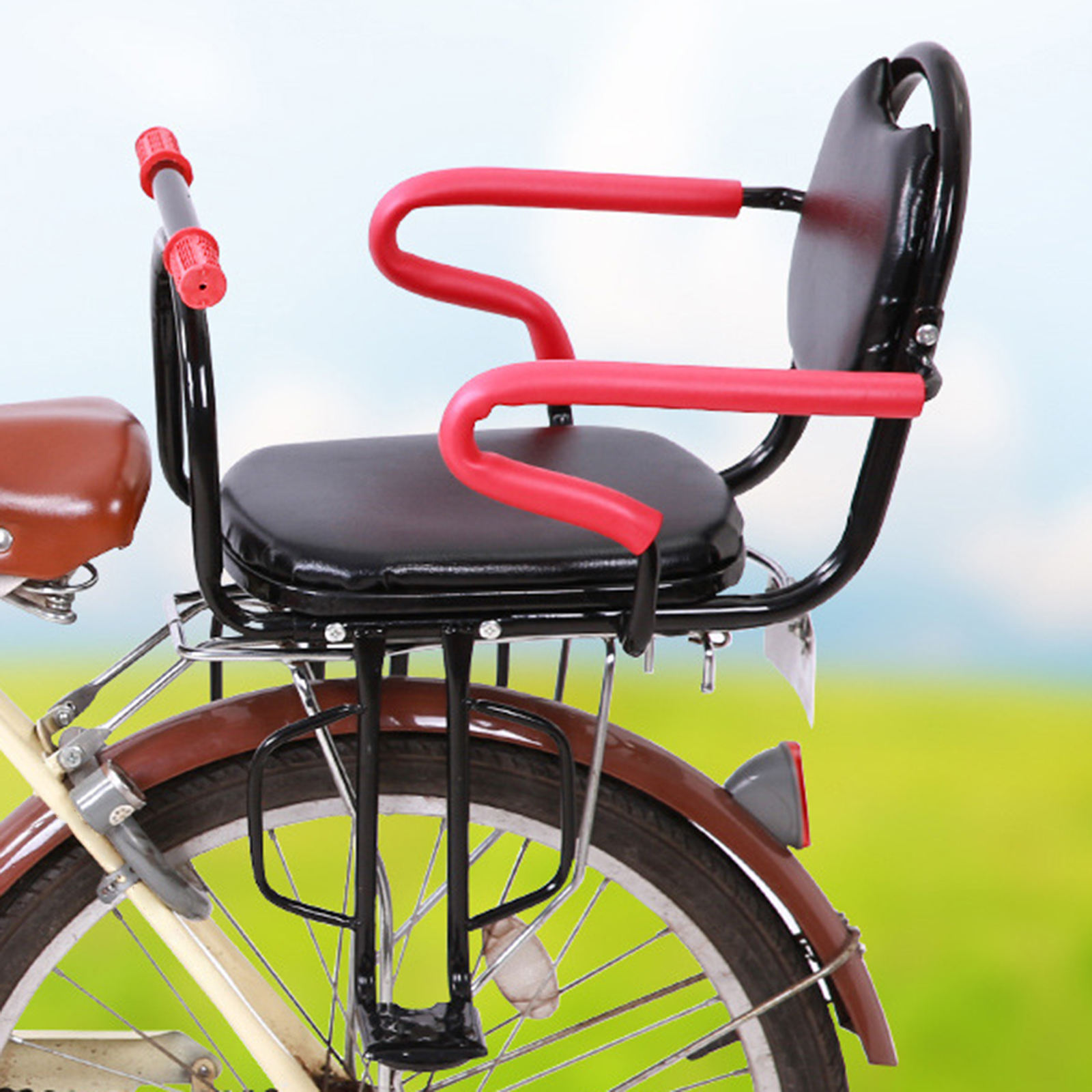 Thicken Rear Mount Bicycle Child Seat with Handrail Universal Accessories Bike Seat Bike Rack Foot Pedals Baby Seat for Children