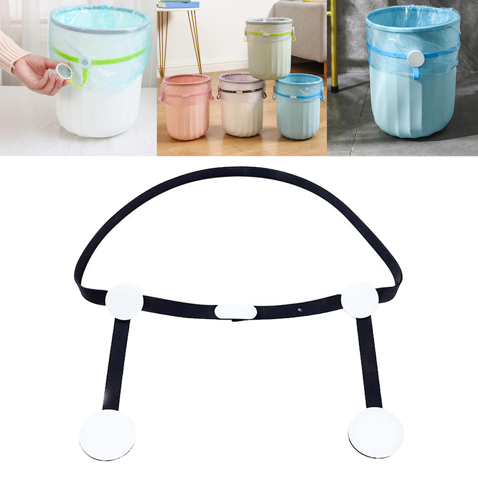 Waste Bin Trash Bag Clip Trash Can Bag Bands Waste Basket Garbage Bin Clamp for Home Office Kitchen Bedroom Living Room