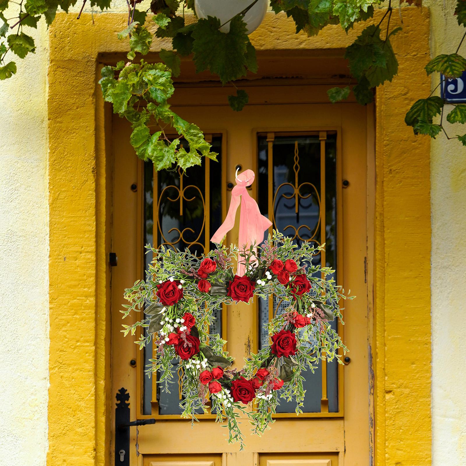 Heart Wreaths Wall Hanging Floral Decorative Rose Flower 40cm Decor for Valentine