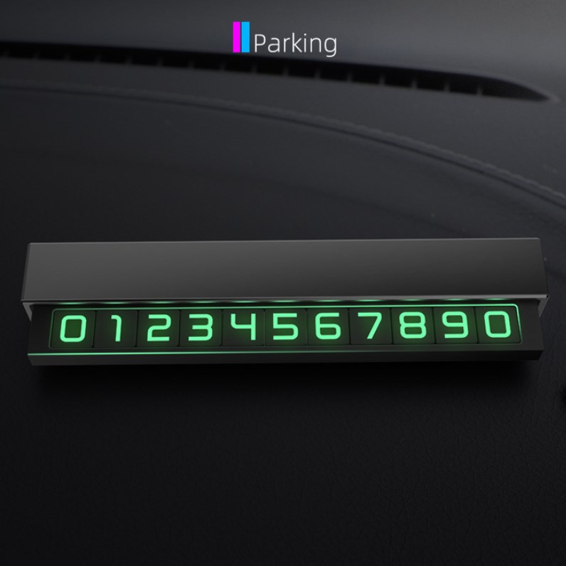Car Temporary Parking Card Aluminum Alloy Luminous Magnetic Hide Mobile Phone Telephone Number Plate Card Auto Sticker Interior