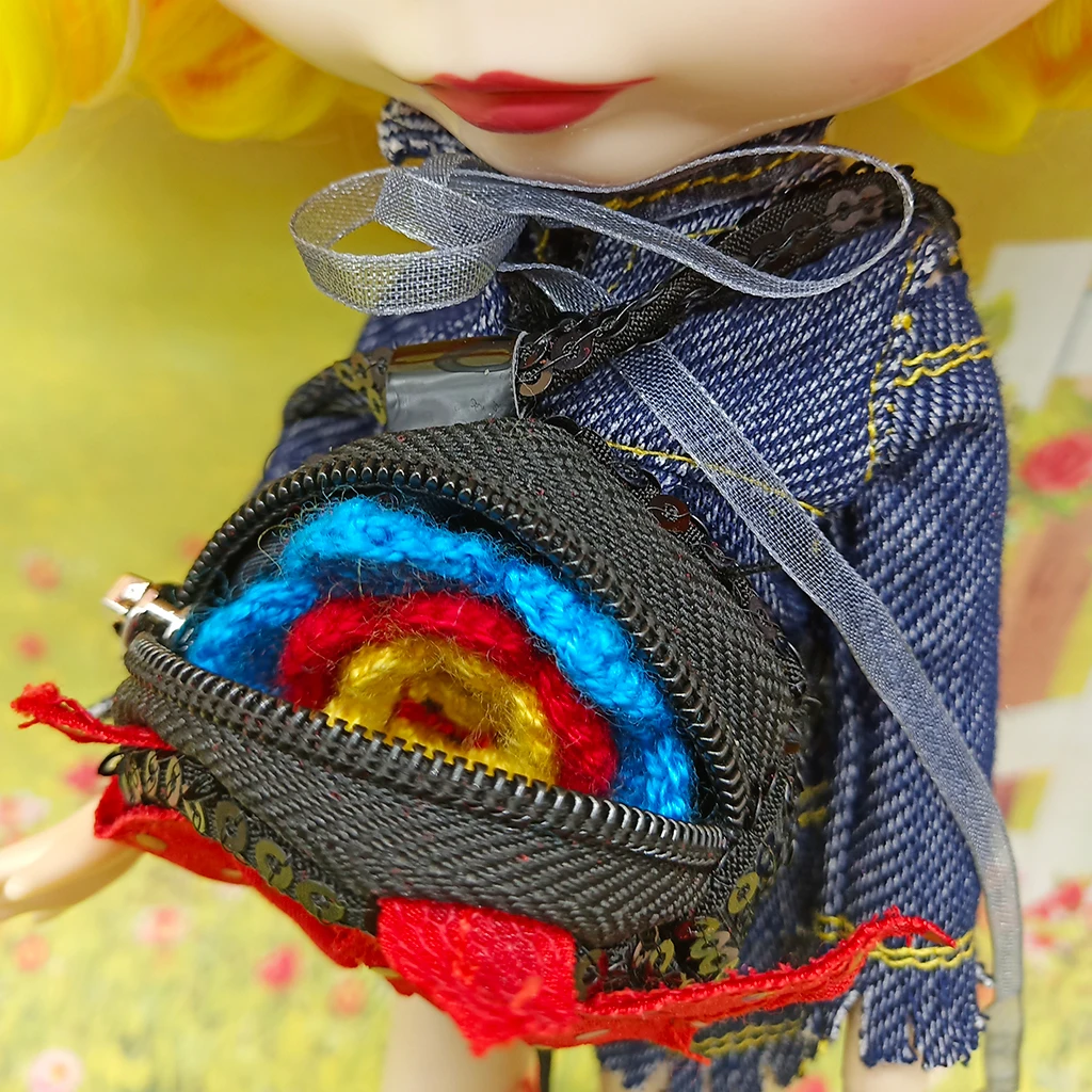 Fashion Doll Travel Shoulder Bag Portable Handbag Purse Satchel Backpack For Blythe Doll Cothes Accessory Black