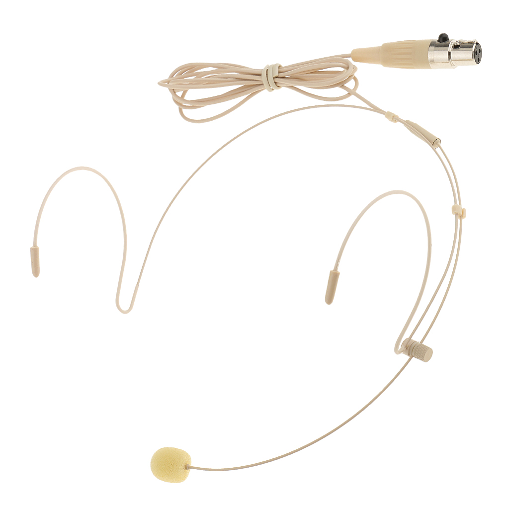 3Pin 4Pin 3.5mm Plug Professional Telescopic & Foldable Double Ear Hook Wired Headset / Headworn Microphone  Skin Color