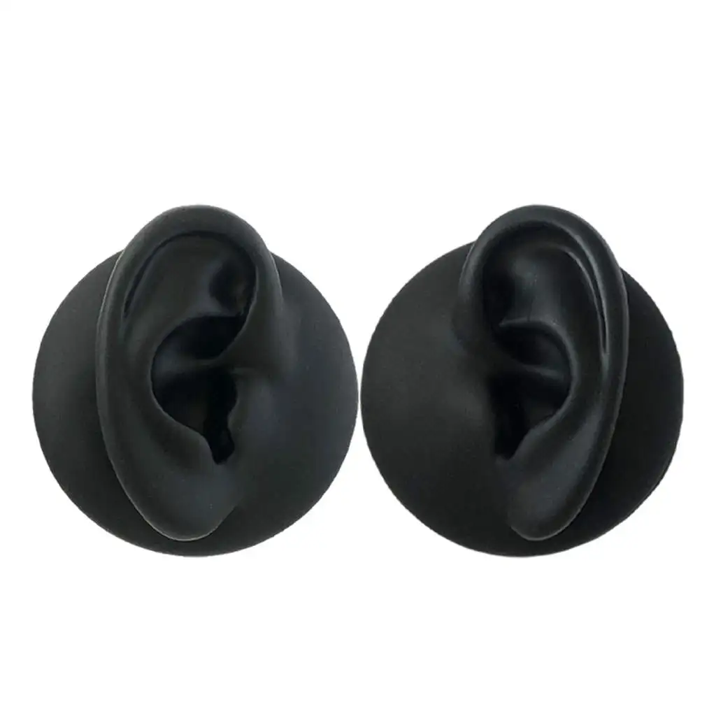 Simulation Ear Model Silicone Flexible Reusable Hearing Supplies Smooth Black Display for Jewelry Asmr Acupuncture Sleep Helping