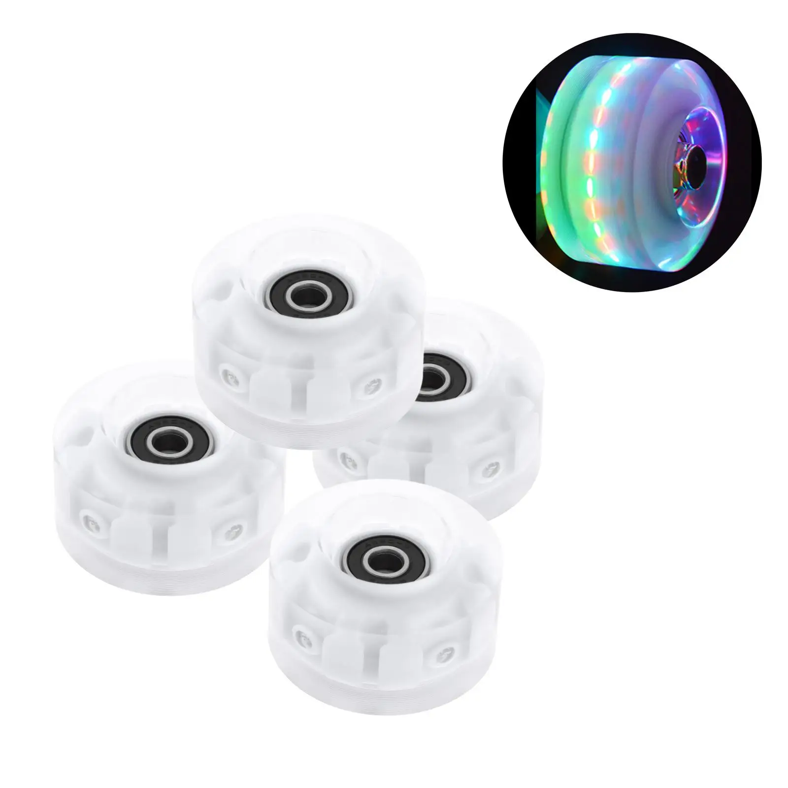 4pcs Luminous Roller Skate Wheels with Bearings for Double Row Skating